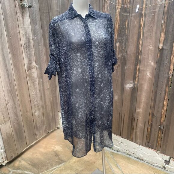 All Saints Sheer gray Button-Up tunic size 4 - Picture 2 of 8